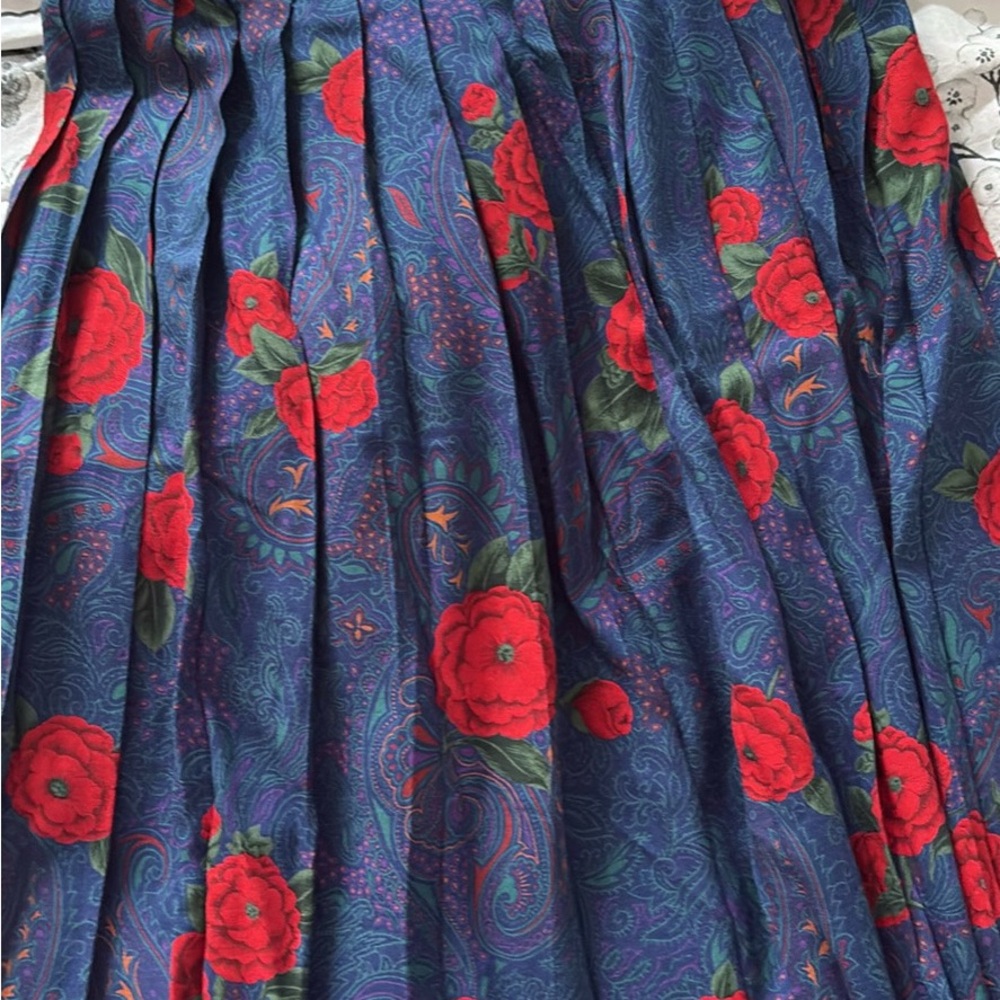 Floral Blue and Red Women's Skirt